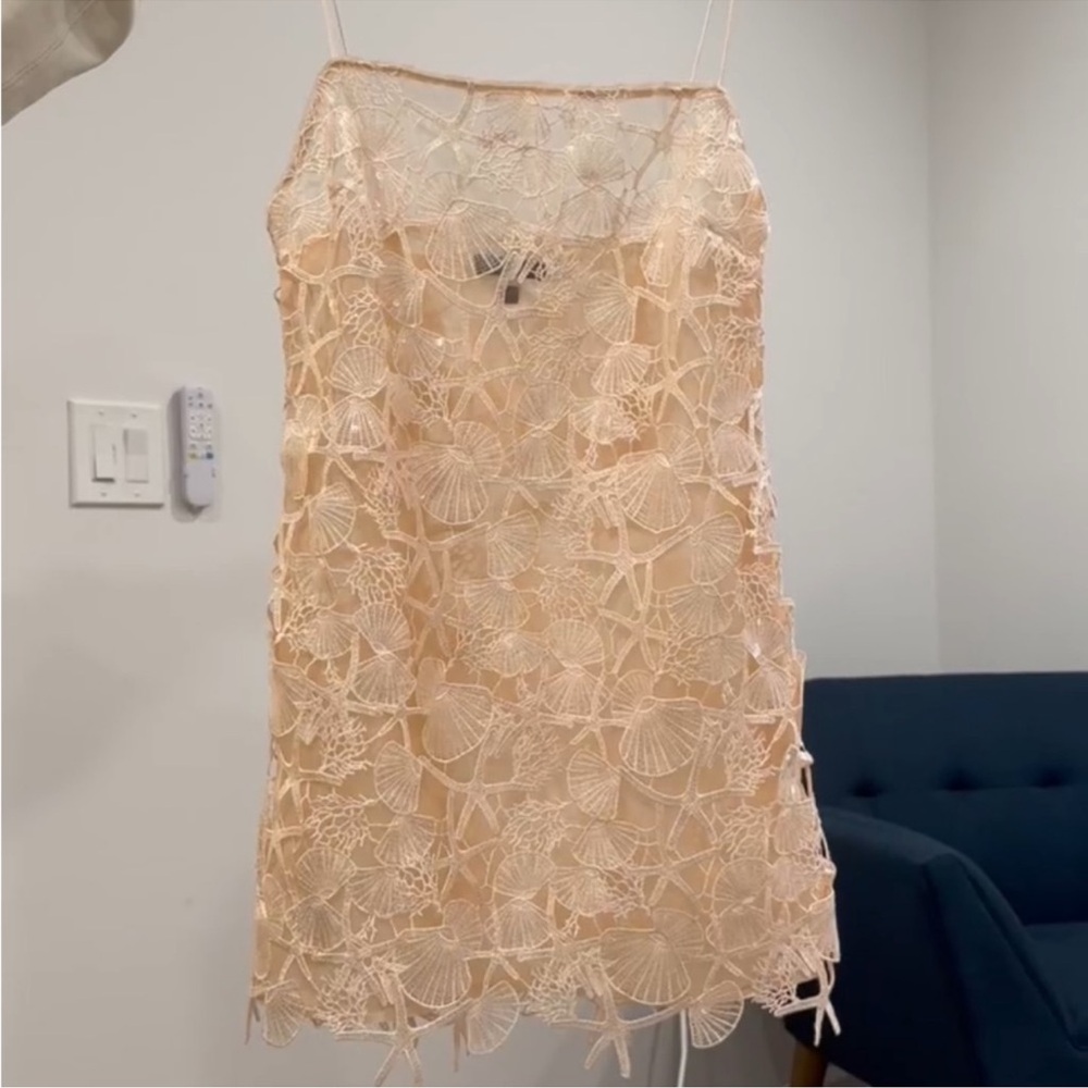 Retrofete Jaala Sequin Peach Lace Dress